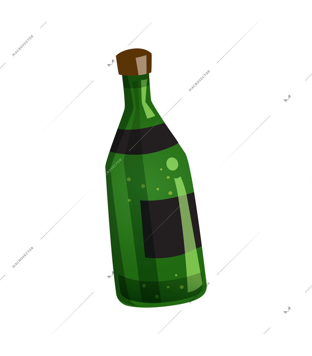 Green bottle of alcoholic drink flat icon vector illustration