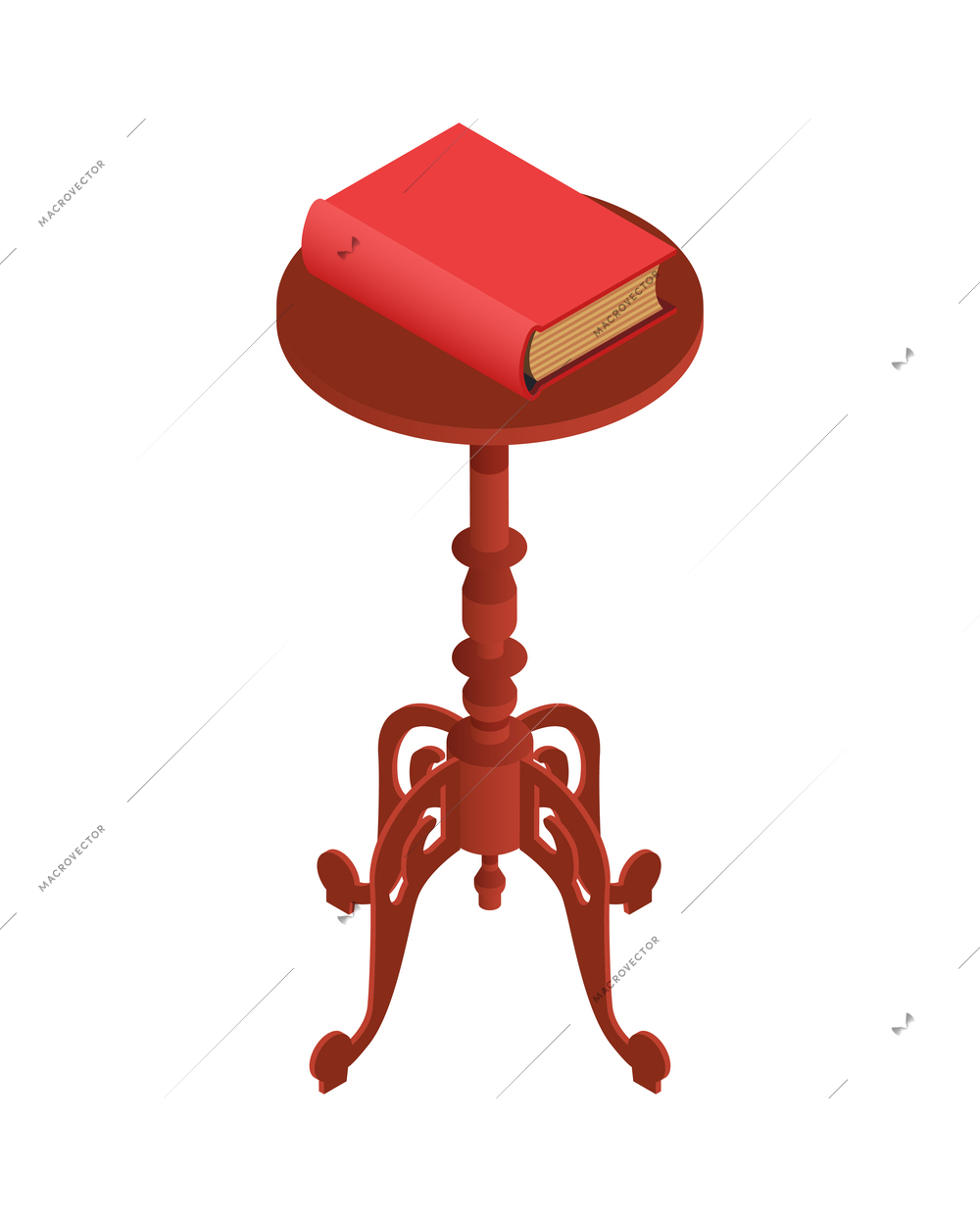 Ancient book on stand museum exhibit isometric icon vector illustration