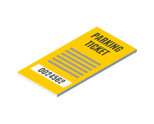 Yellow parking ticket icon isometric vector illustration