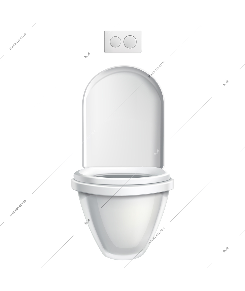 Realistic modern toilet on white background front view vector illustration