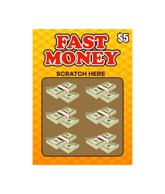 Fast money instant lottery ticket scratch card flat vector illustration