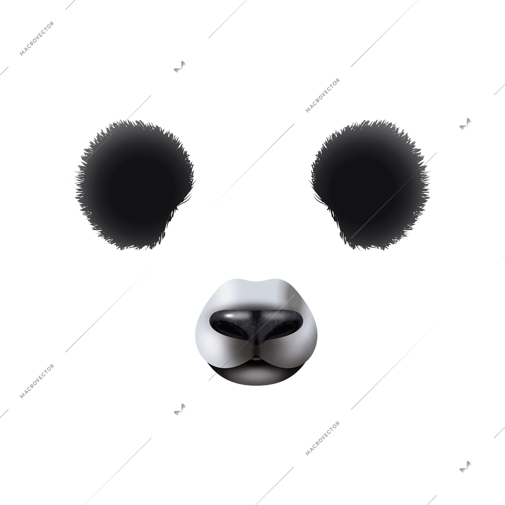 Cute panda animal mask video chat photo application effect realistic vector illustration