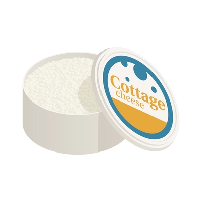 Plastic package of cottage cheese isometric icon 3d vector illustration