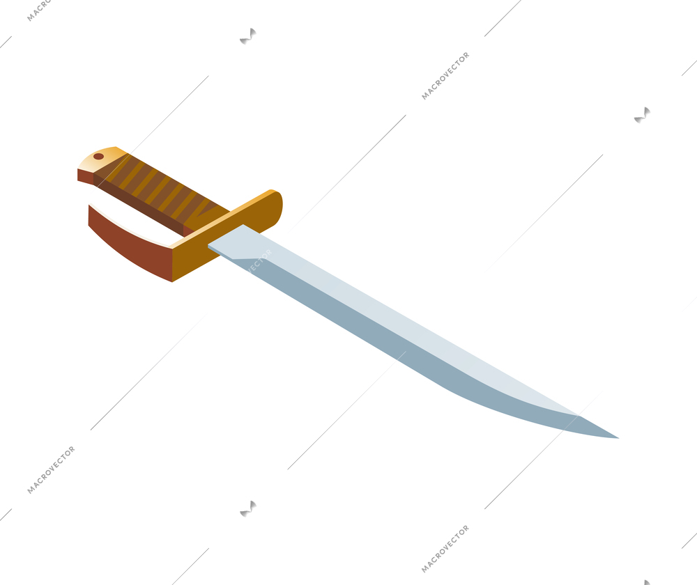Isometric ancient sword icon isolated on white background vector illustration