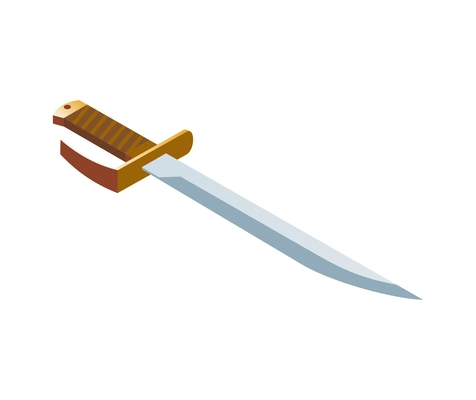 Isometric ancient sword icon isolated on white background vector illustration