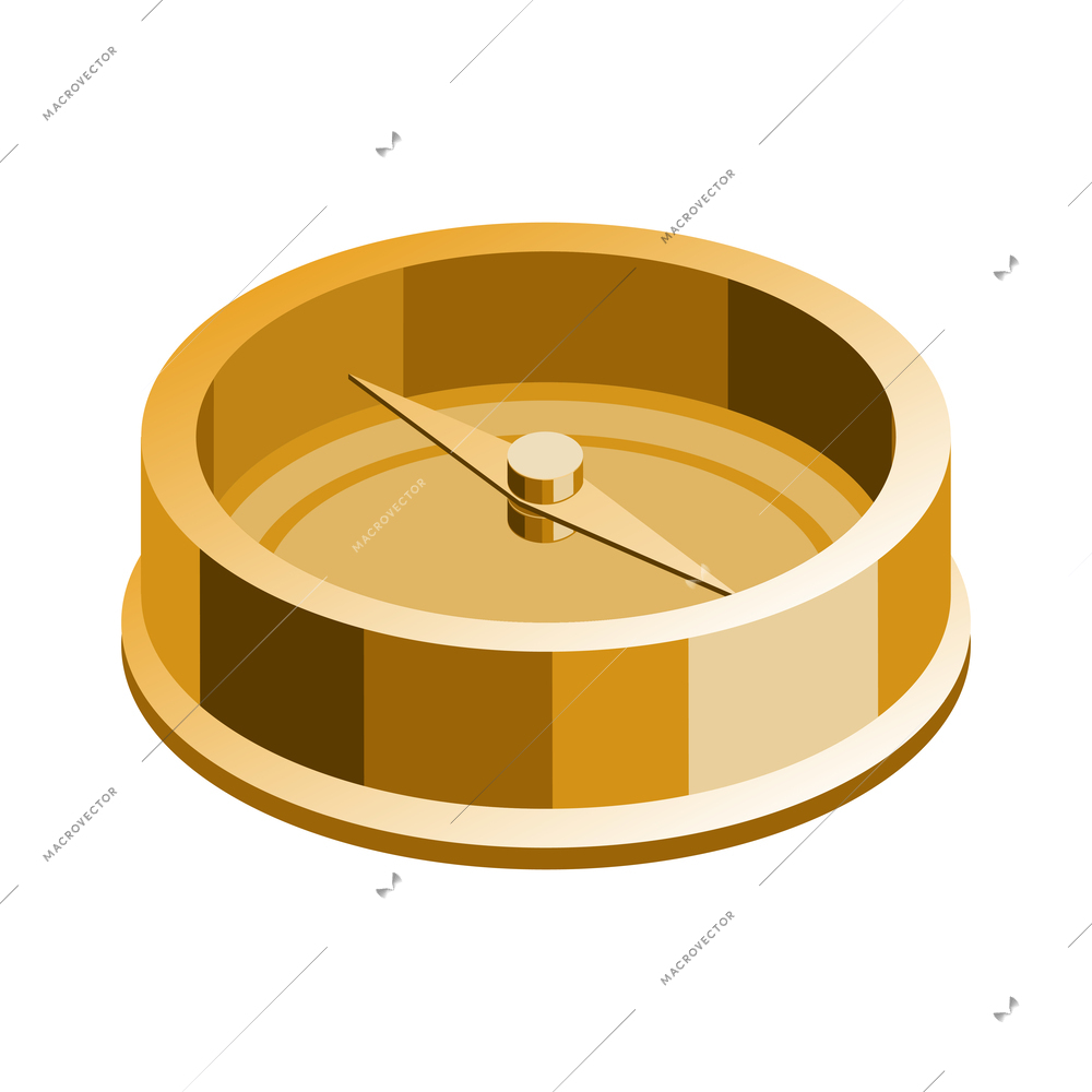 Golden compass isometric icon isolated on white background vector illustration