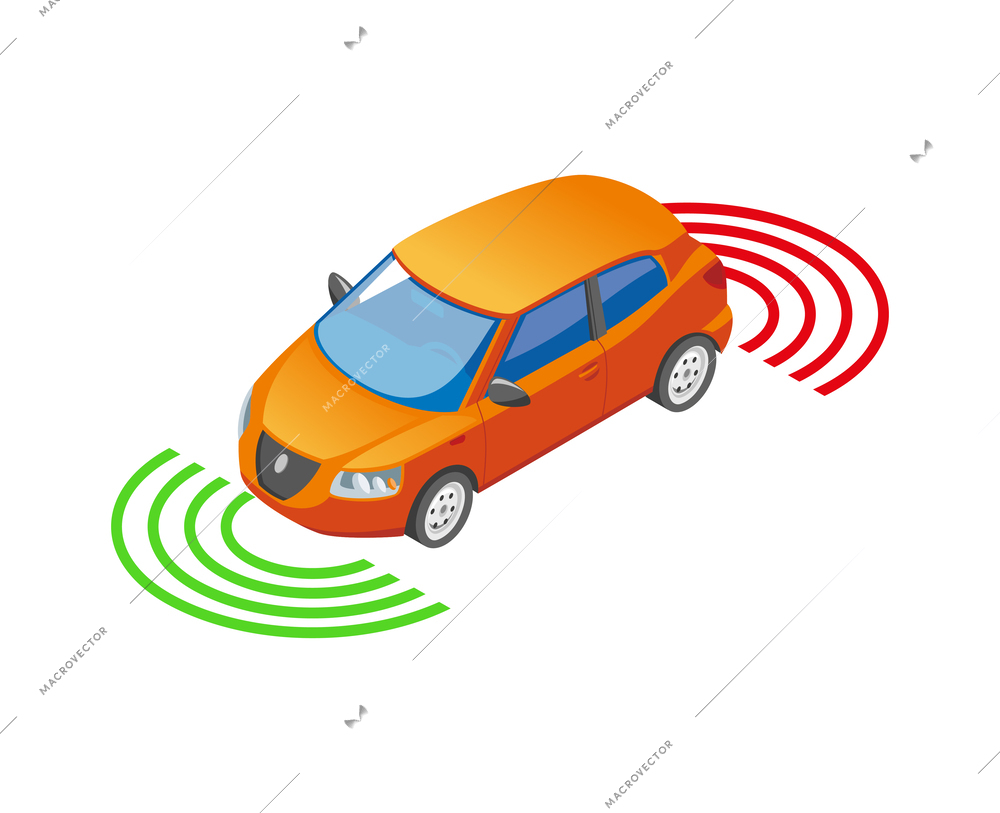 Car parking sensors isometric icon vector illustration