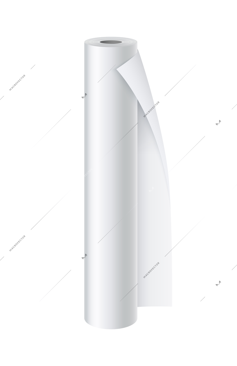 Blank paper roll isolated on white background realistic vector illustration