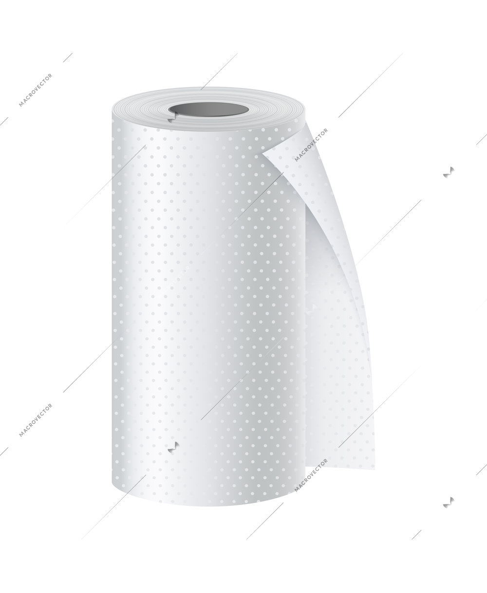 Realistic roll of white paper towel vector illustration