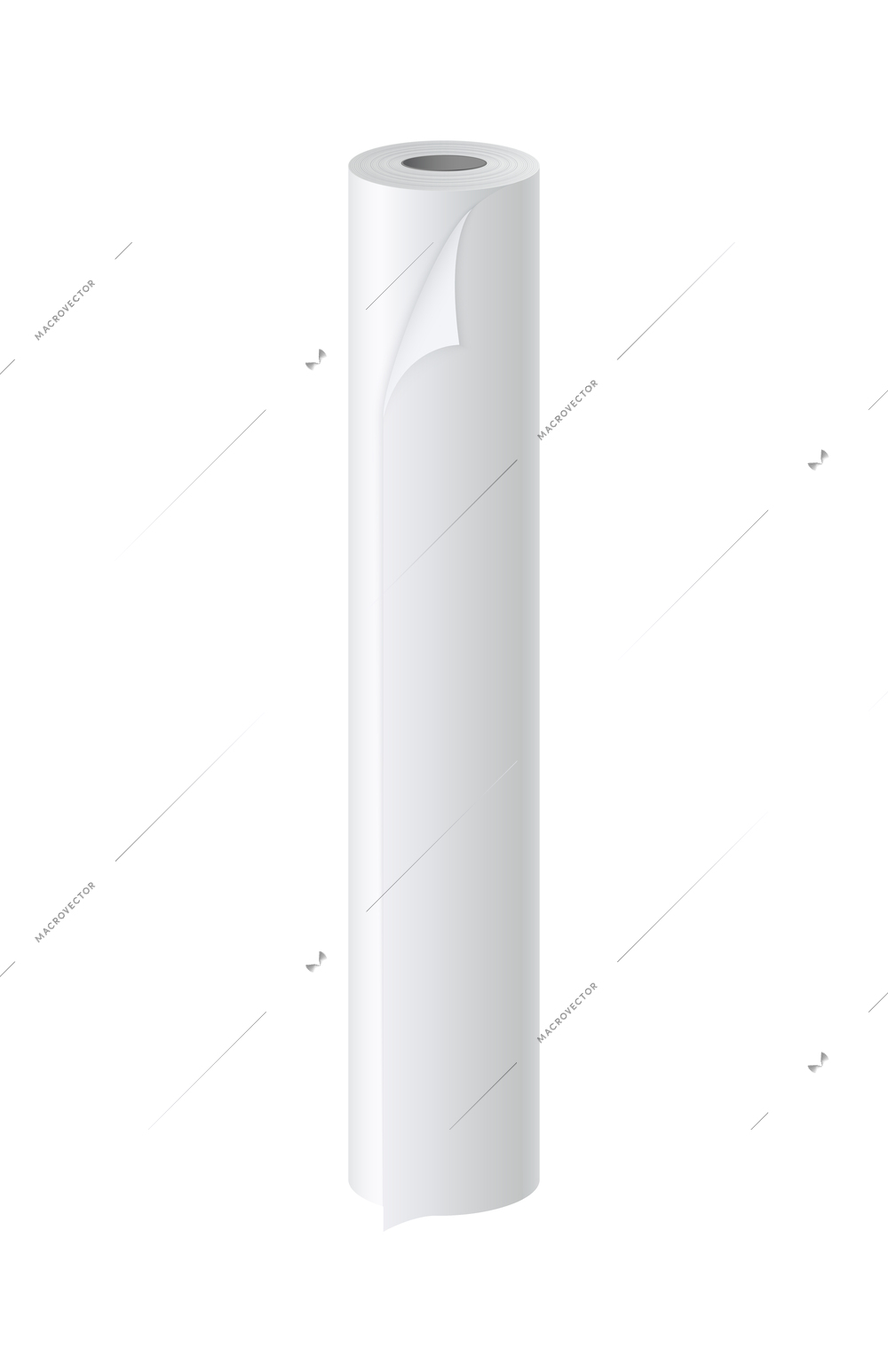 Realistic roll of blank paper isolated on white background vector illustration