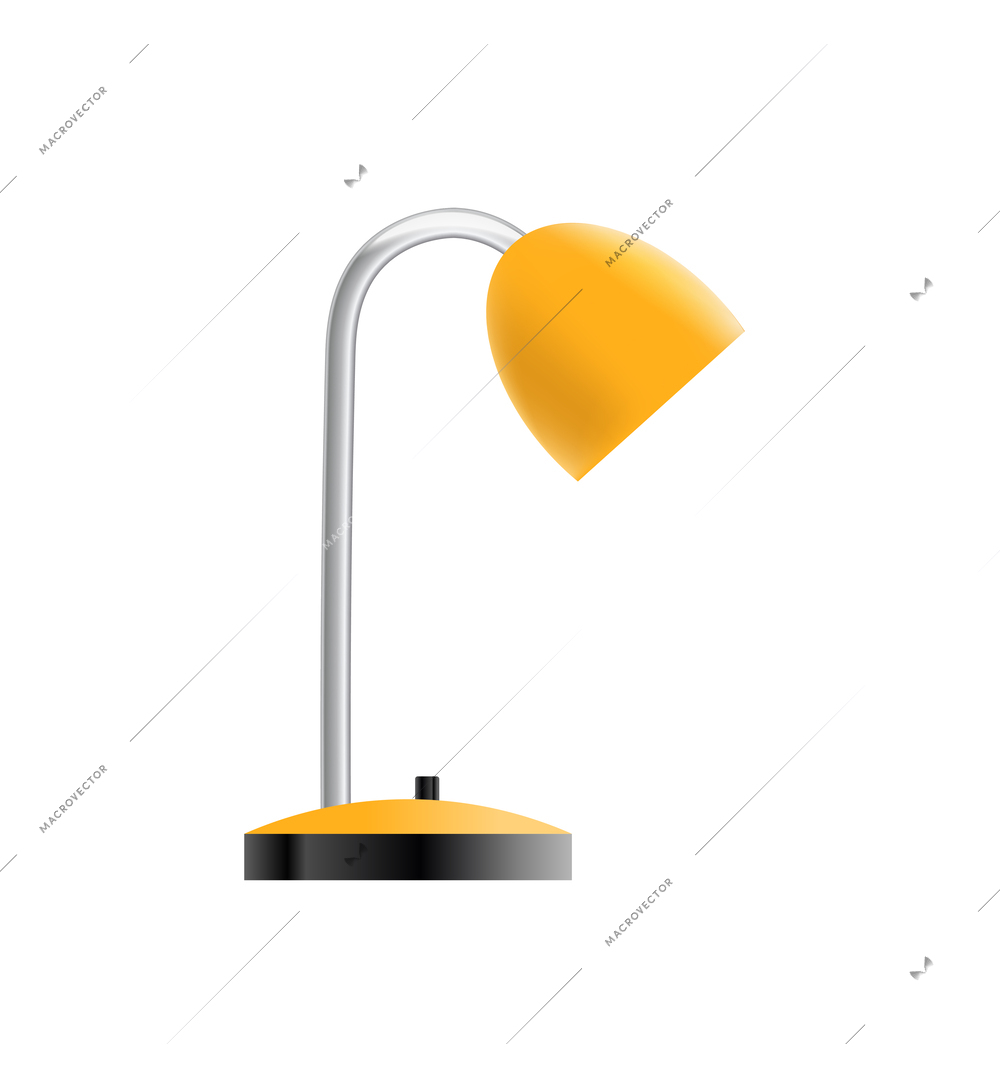 Realistic desk yellow lamp side view on white background vector illustration