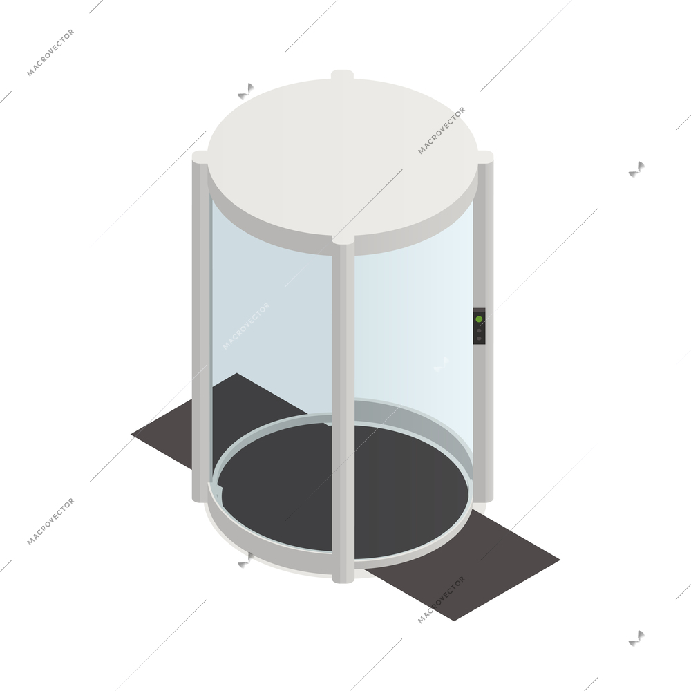 Isometric revolving glass door icon vector illustration