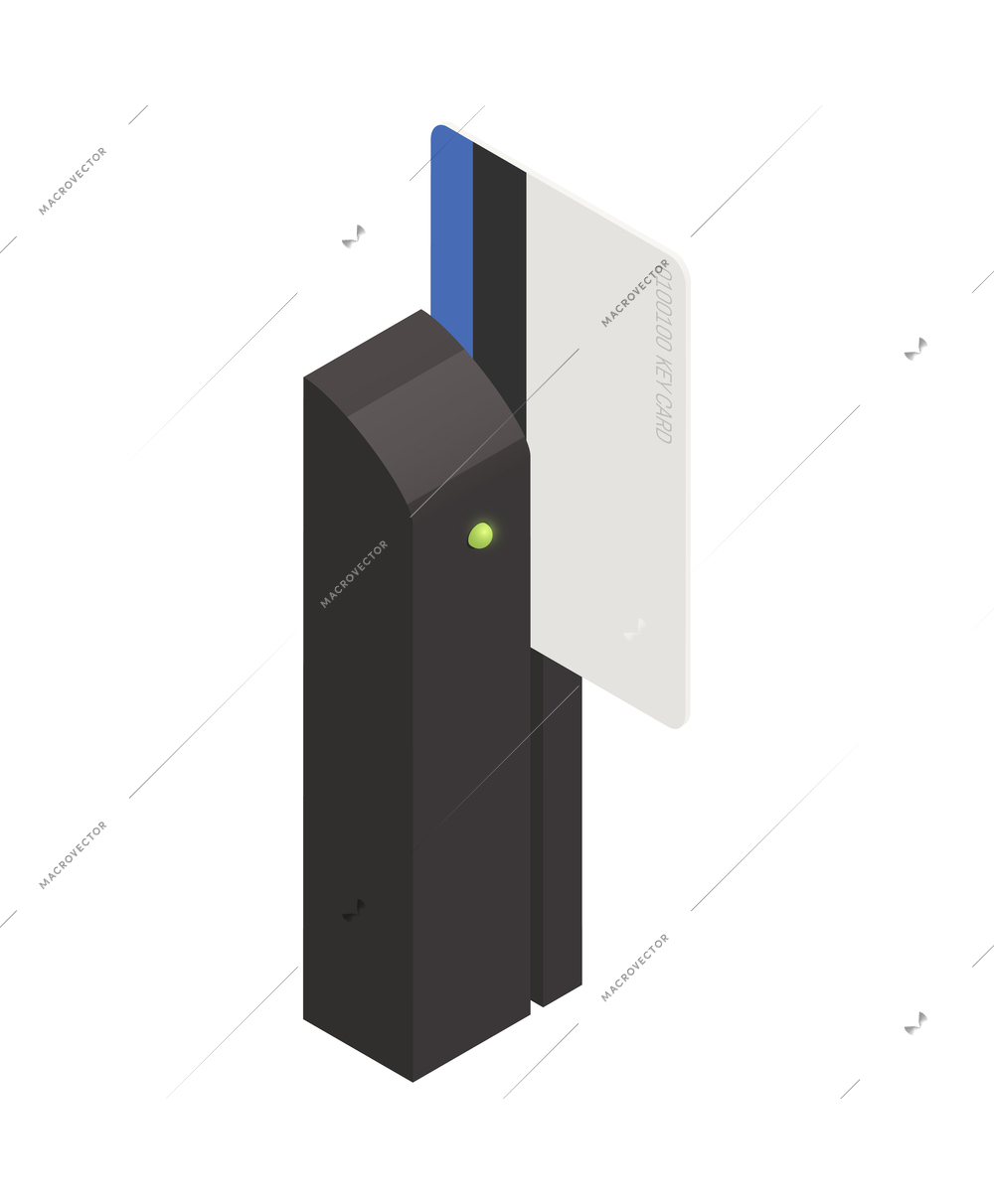 Magnetic swipe card reader access identification technology isometric icon vector illustration