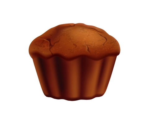 Realistic chocolate muffin isolated on white background vector illustration