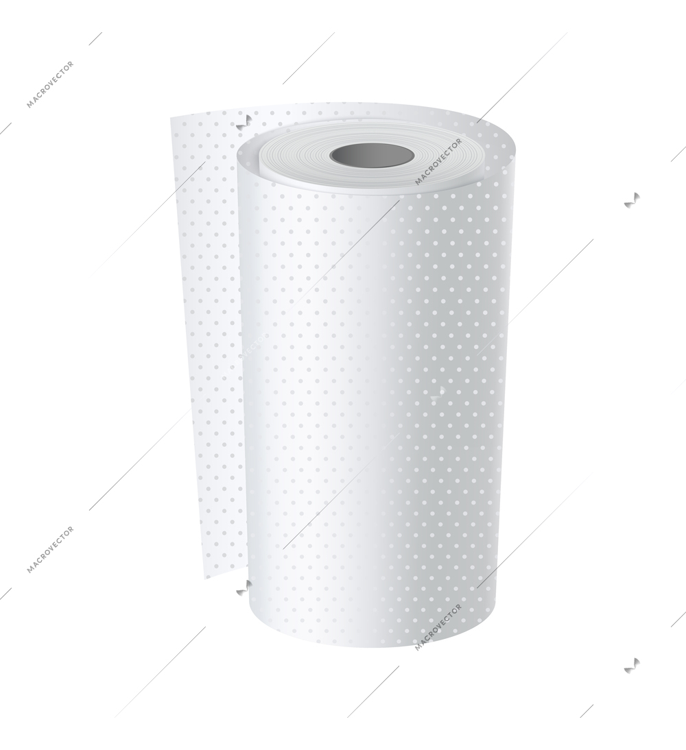 Realistic hygienic paper towel roll isolated vector illustration