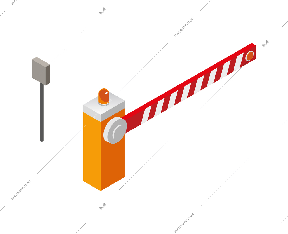 Closed automatic barrier gate for car parking isometric icon 3d vector illustration