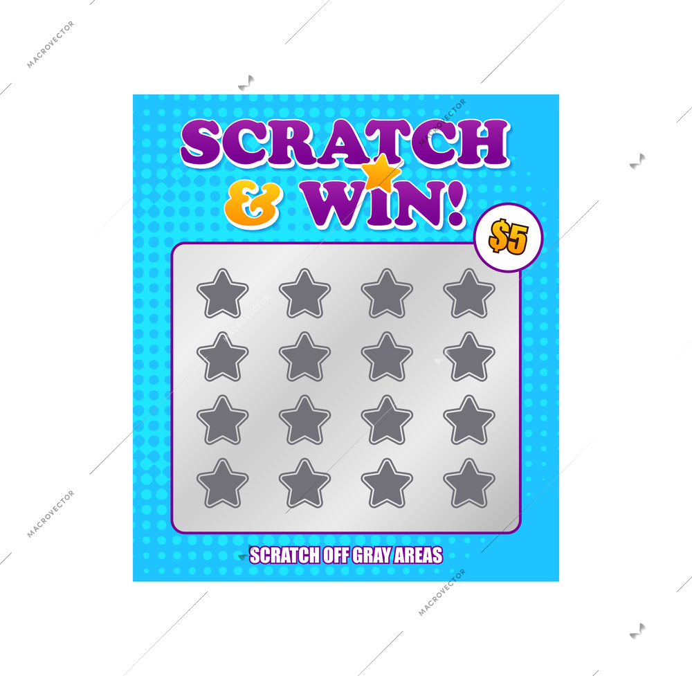 Flat instant lottery ticket vector illustration