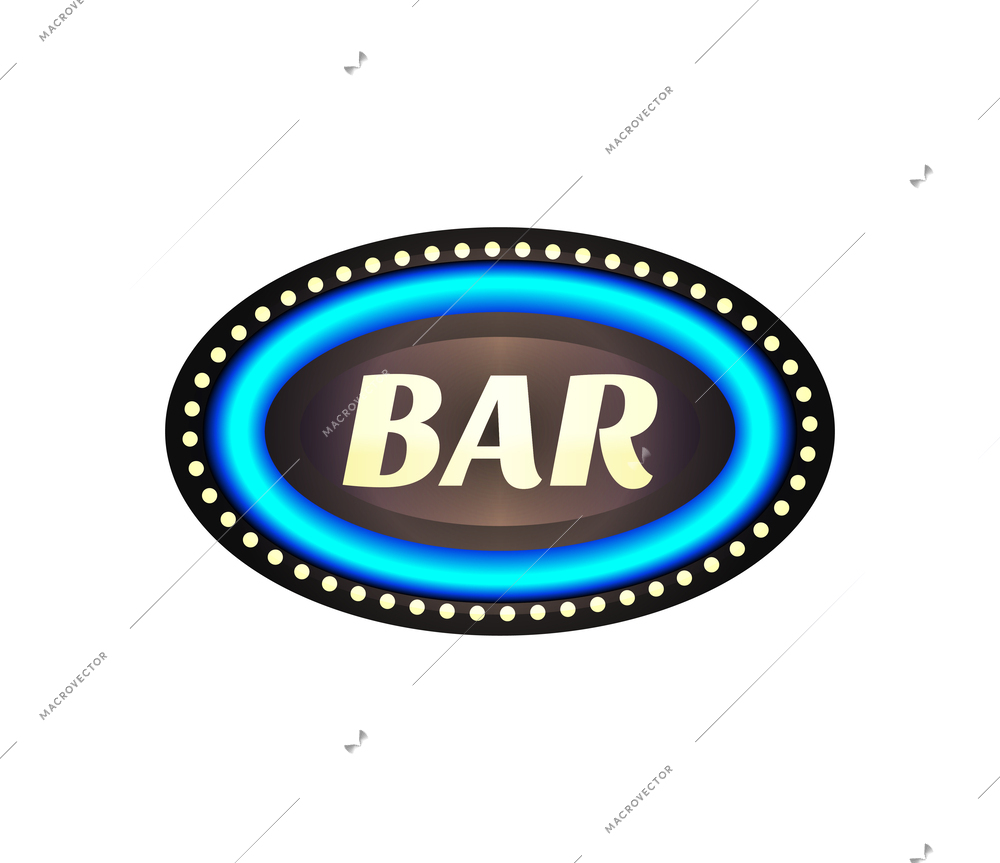 Glowing bar signboard flat icon vector illustration