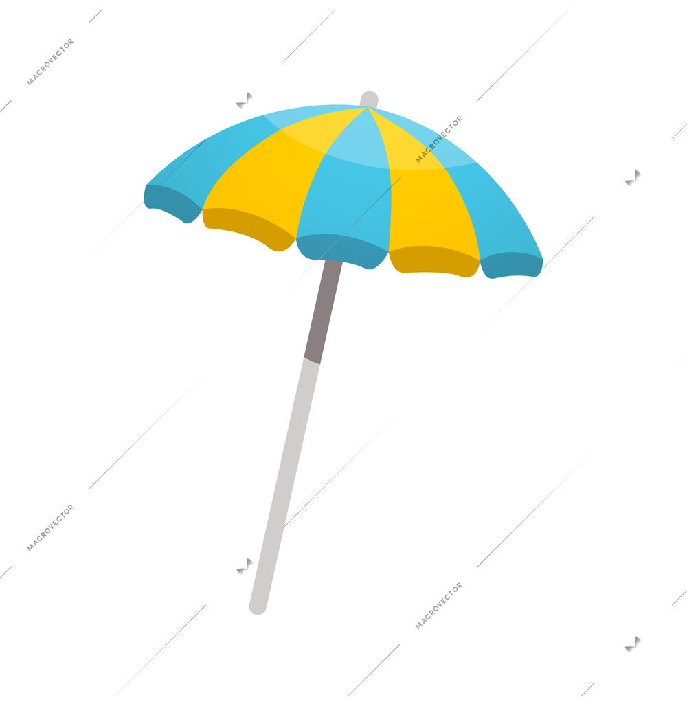 Flat striped beach umbrella icon vector illustration