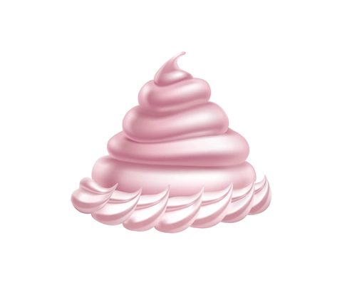 Delicious pink whipped cream cupcake topping realistic vector illustration