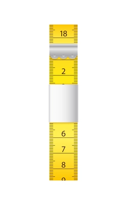 Yellow measuring tape on white background flat vector illustration