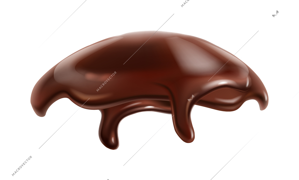 Realistic chocolate cupcake topping isolated on white background vector illustration