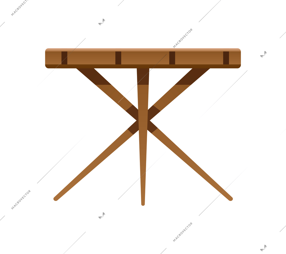 Outdoor wooden table in flat style vector illustration