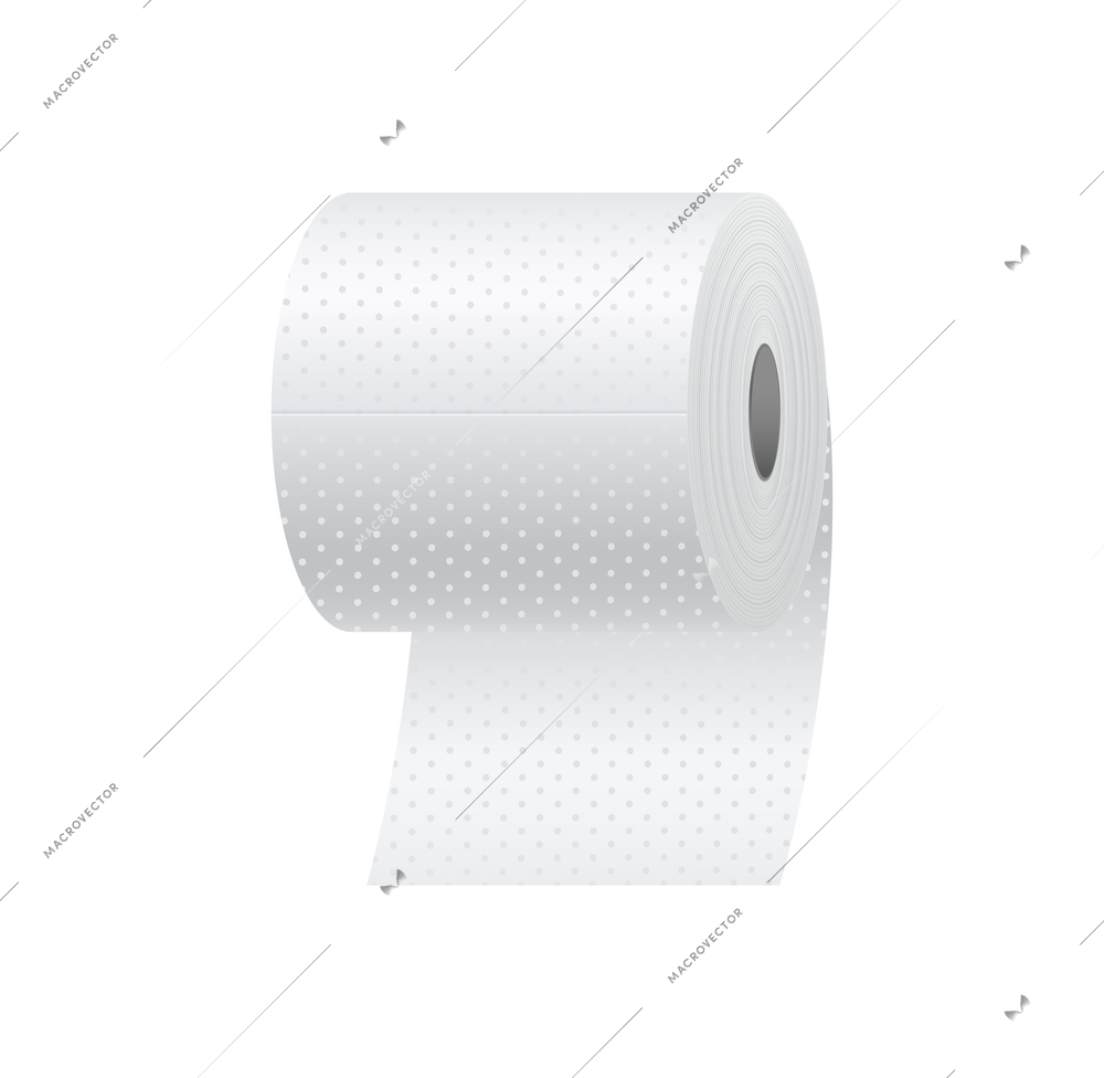 White toilet paper roll realistic vector illustration