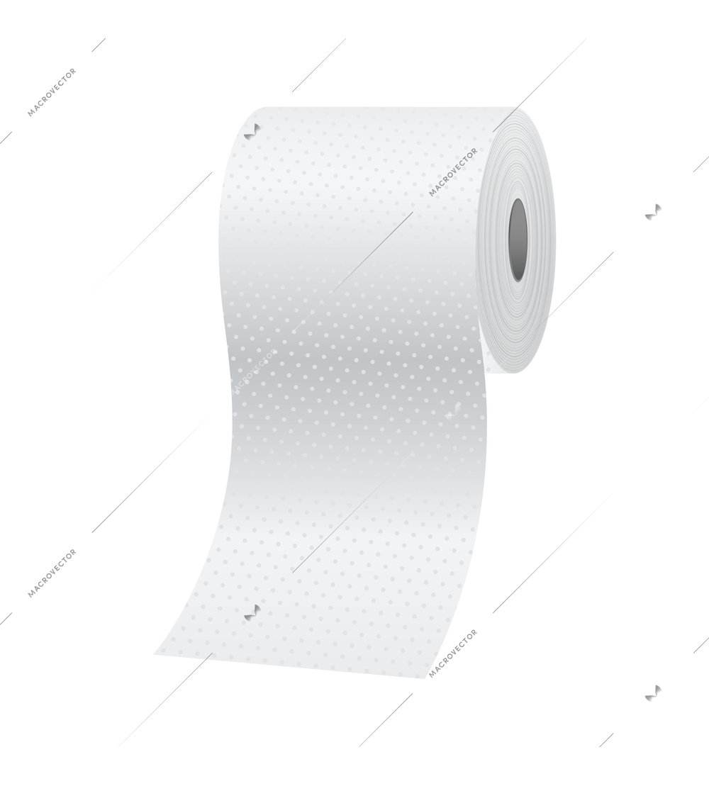 Realistic roll of toilet paper on white background vector illustration