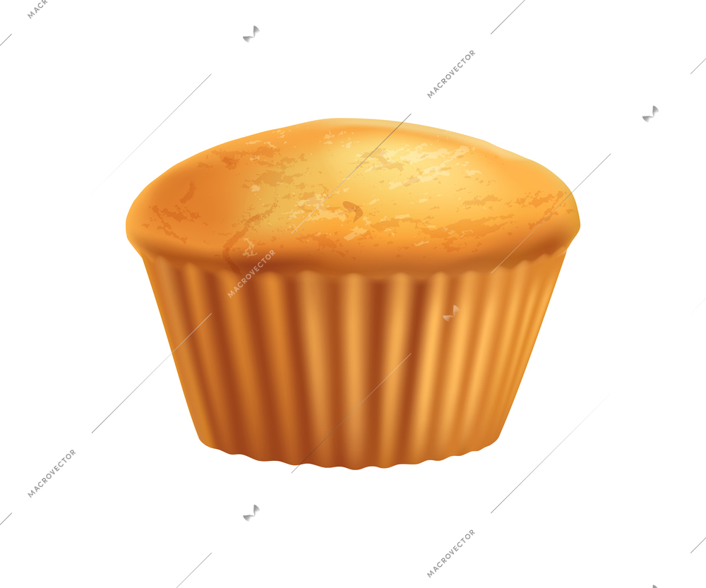 Realistic fresh muffin isolated on white background vector illustration