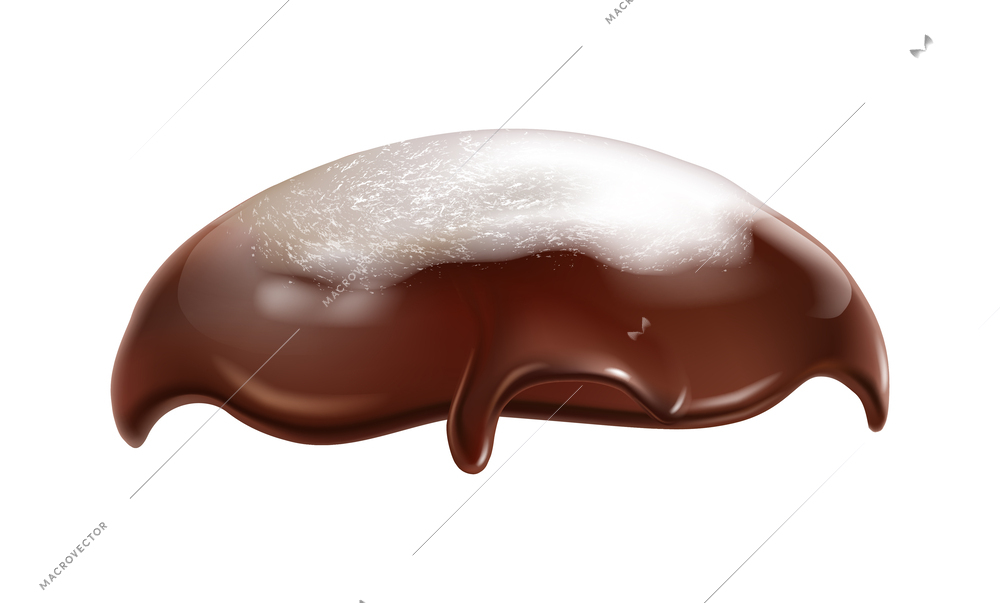 Chocolate cupcake or donut topping isolated on white background realistic vector illustration