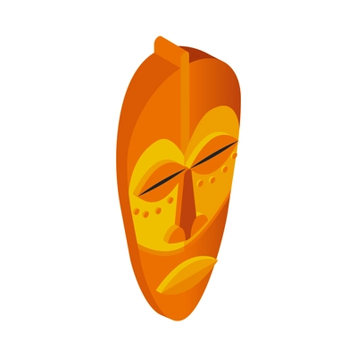 Ancient tribal mask museum exhibit isometric icon vector illustration