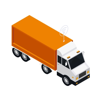 Unmanned delivery lorry autonomous vehicle isometric icon vector illustration