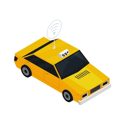 Gps controlled driverless taxi autonomous vehicle isometric icon vector illustration