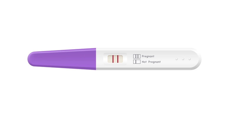 Digital pregnancy test with two stripes realistic vector illustration