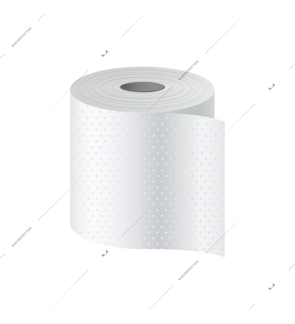 White toilet paper roll against blank background realistic vector illustration