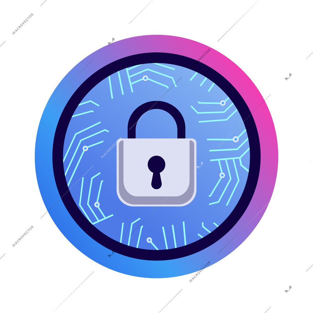 Cryptocurrency blockchain information security flat icon vector illustration