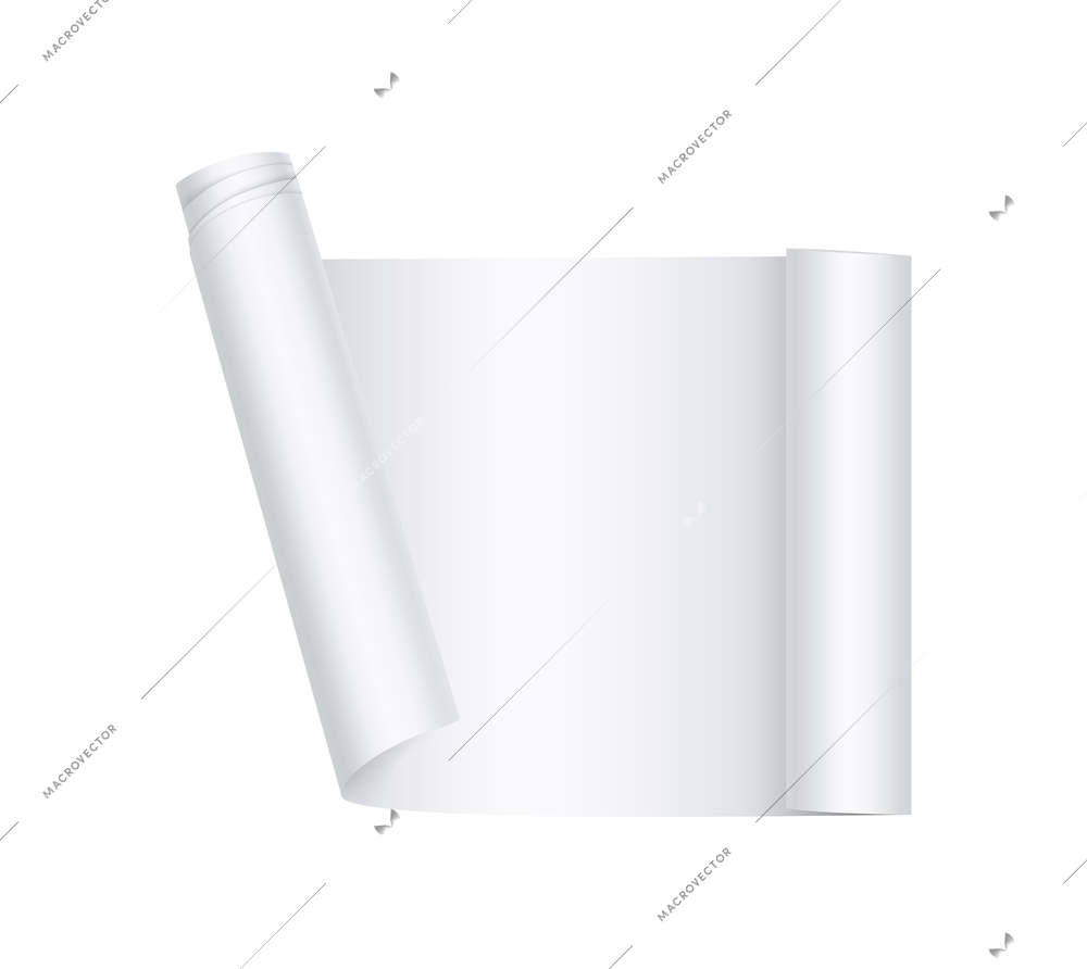 White paper roll realistic vector illustration