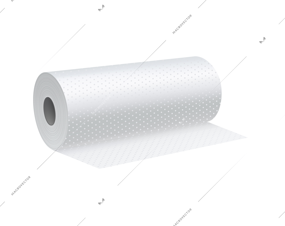 Realistic isolated roll of white paper towel vector illustration