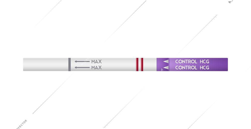 Pregnancy test with two stripes realistic vector illustration