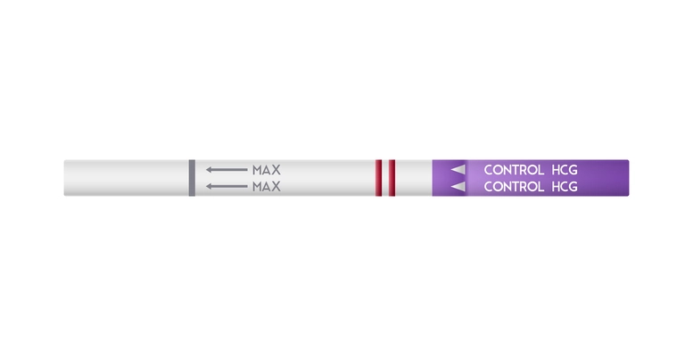 Pregnancy test with two stripes realistic vector illustration