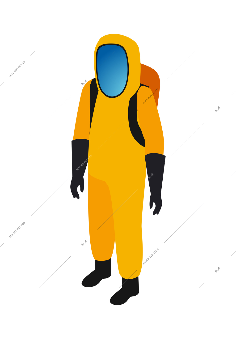 Rescue wearing yellow protective suit isometric icon vector illustration