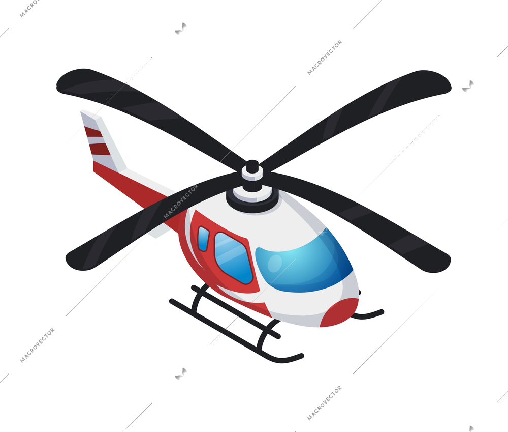 Emergency helicopter isometric icon vector illustration