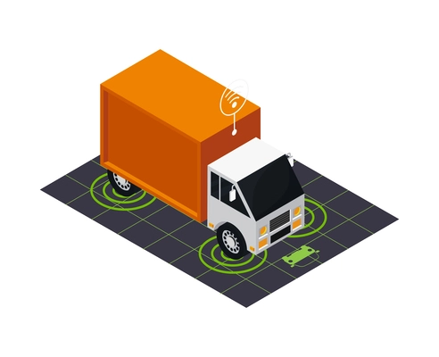 Driveless lorry autonomous vehicle isometric icon 3d vector illustration