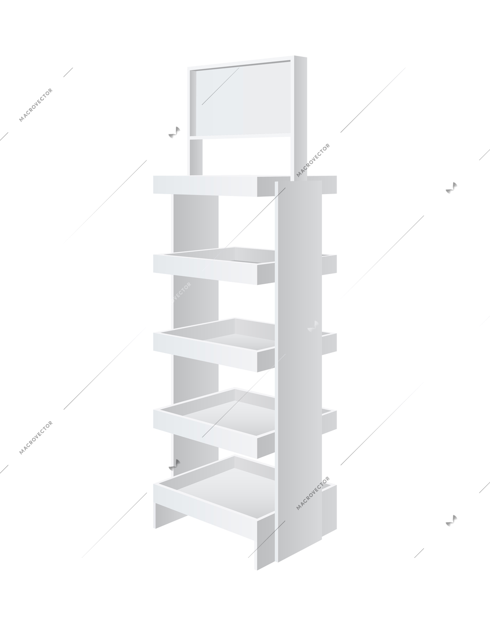 Realistic empty white promotional rack 3d vector illustration