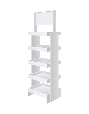 Realistic empty white promotional rack 3d vector illustration