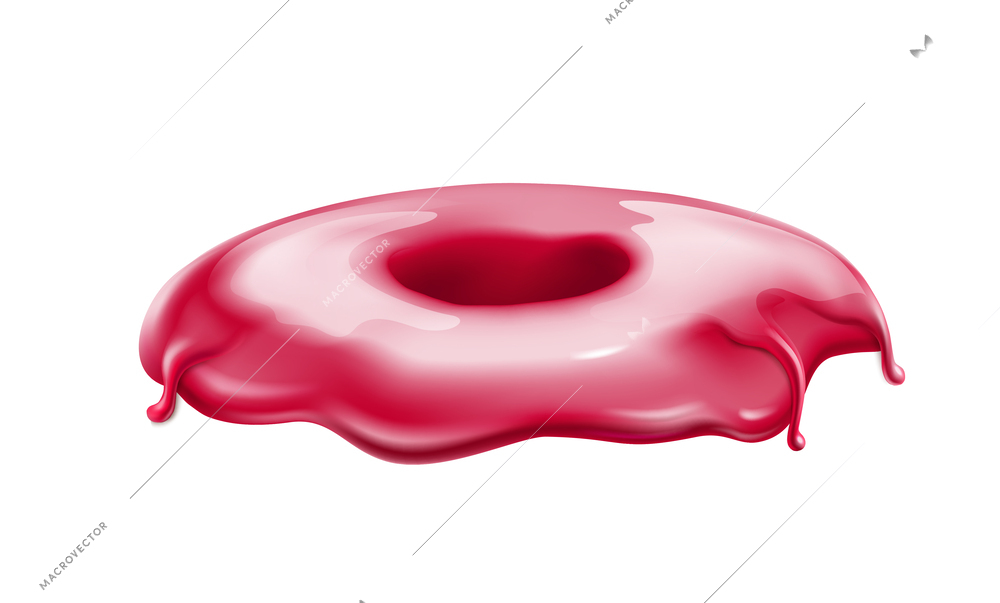 Realistic pink donut topping isolated on white background vector illustration