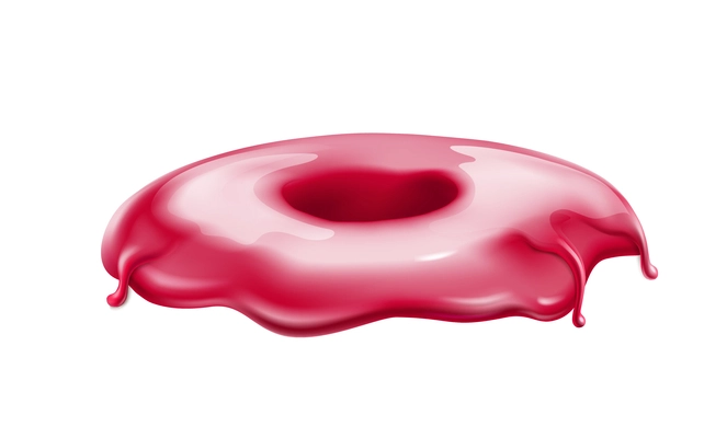 Realistic pink donut topping isolated on white background vector illustration