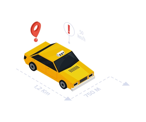 Driverless taxi autonomous vehicle isometric icon vector illustration