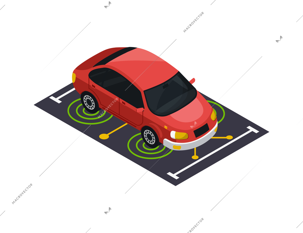 Driveless car autonomous vehicle isometric icon vector illustration